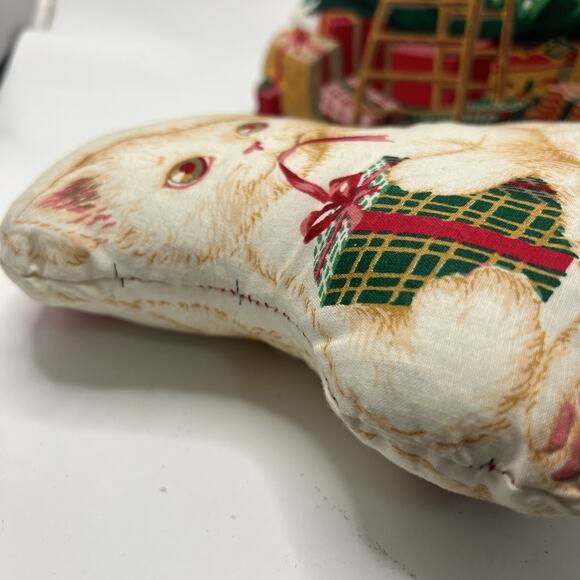 Vintage Christmas Stuffed Mrs Claus Cat Pillow Doll Cut & Sew Fabric Panel Set - Picture 4 of 10